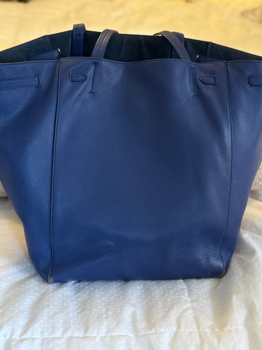 Authentic Céline Cabas Phantom tote, royal blue pebbled calfskin leather